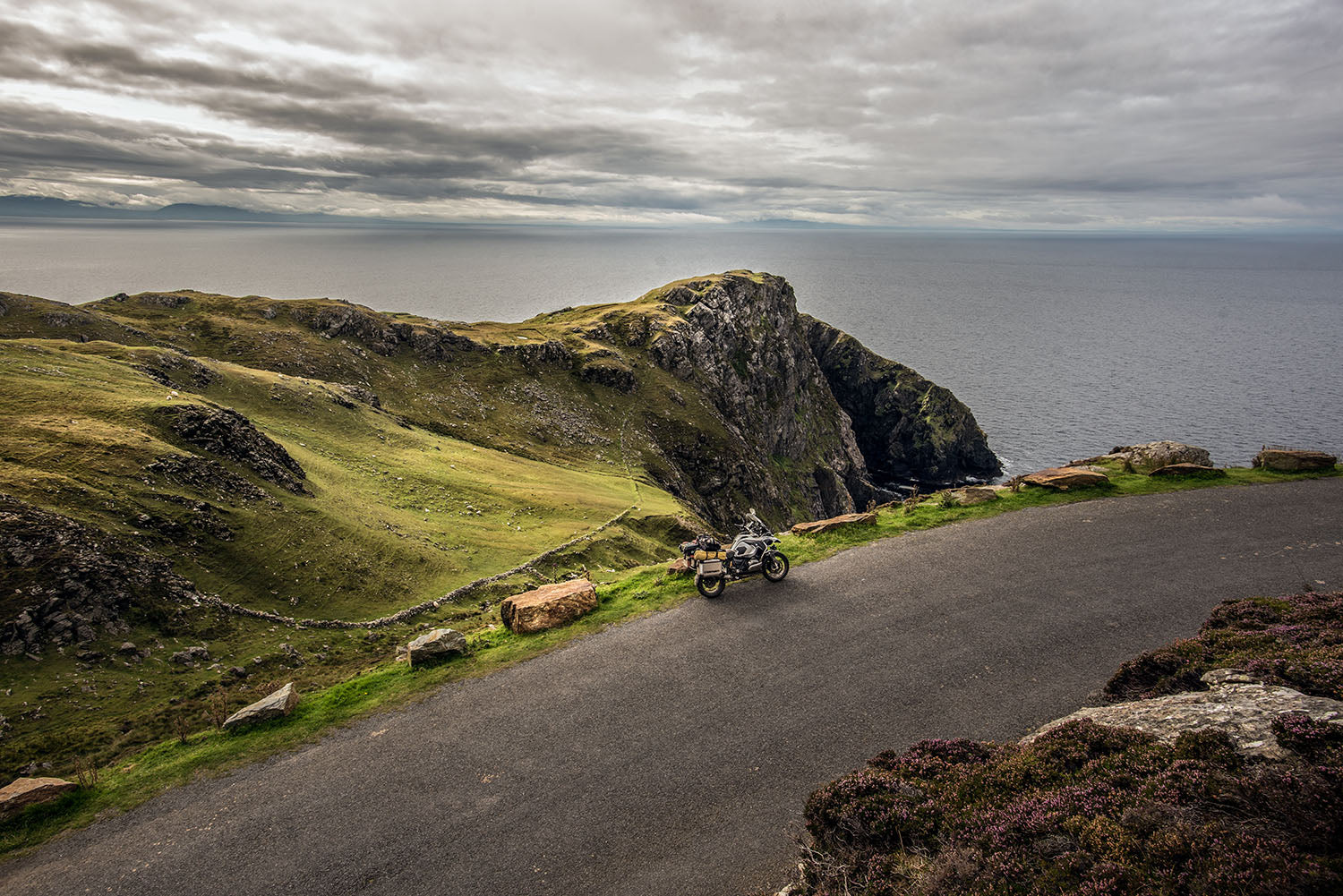 motorcycle on the cliffs of Ireland 