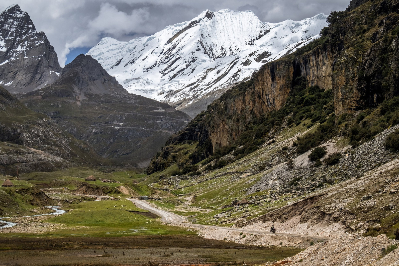 South American mountains with motorcycle