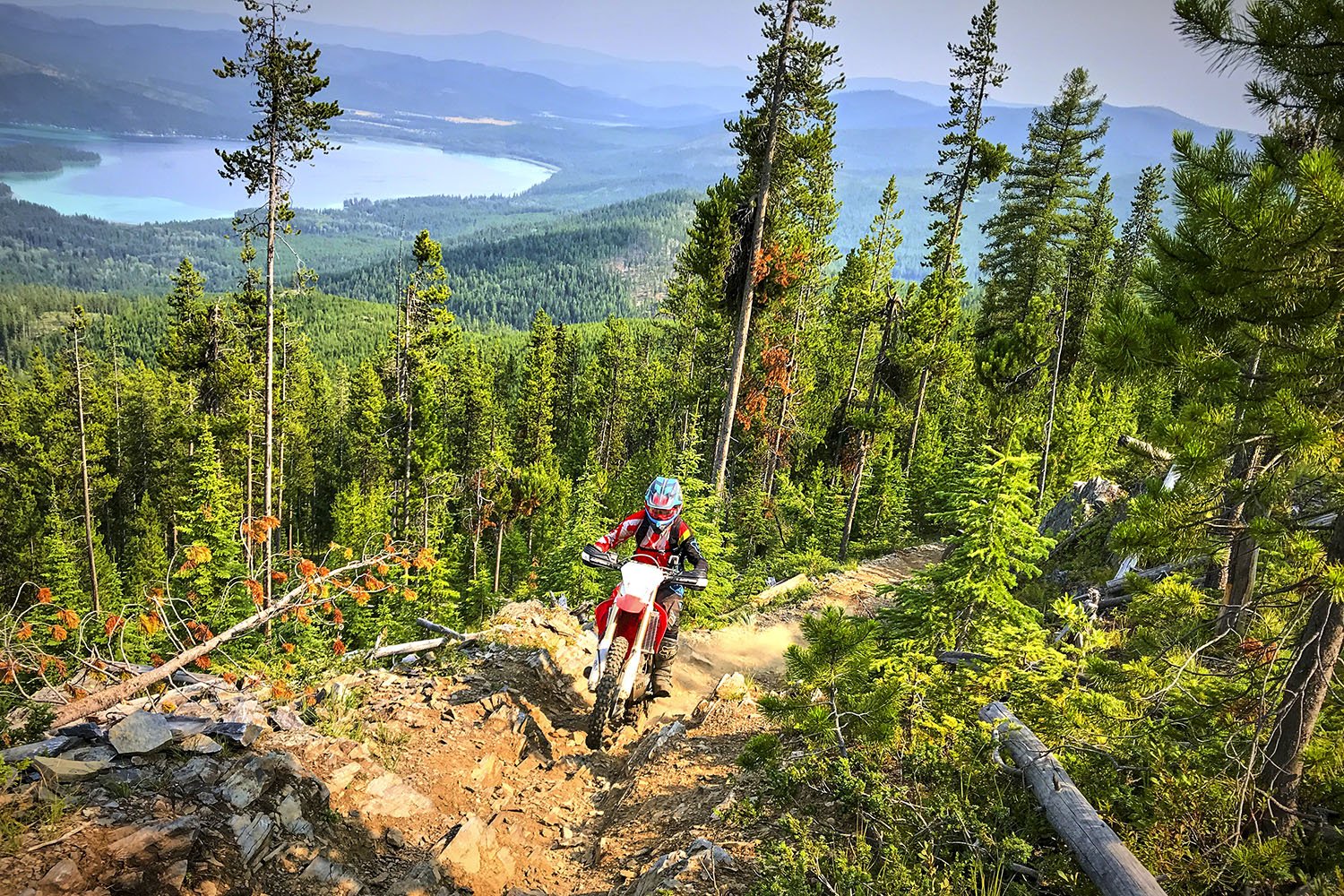 motorcycle climbs the Montana mountains