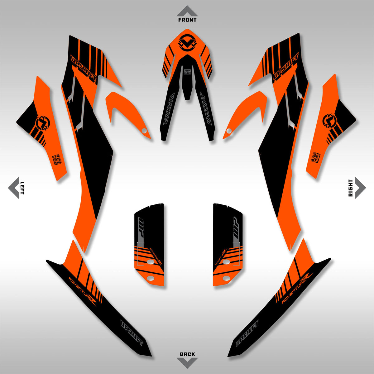 2019 - 2022  790 / 890 ADVENTURE - ORANGE / BLACK - GRAPHICS KIT