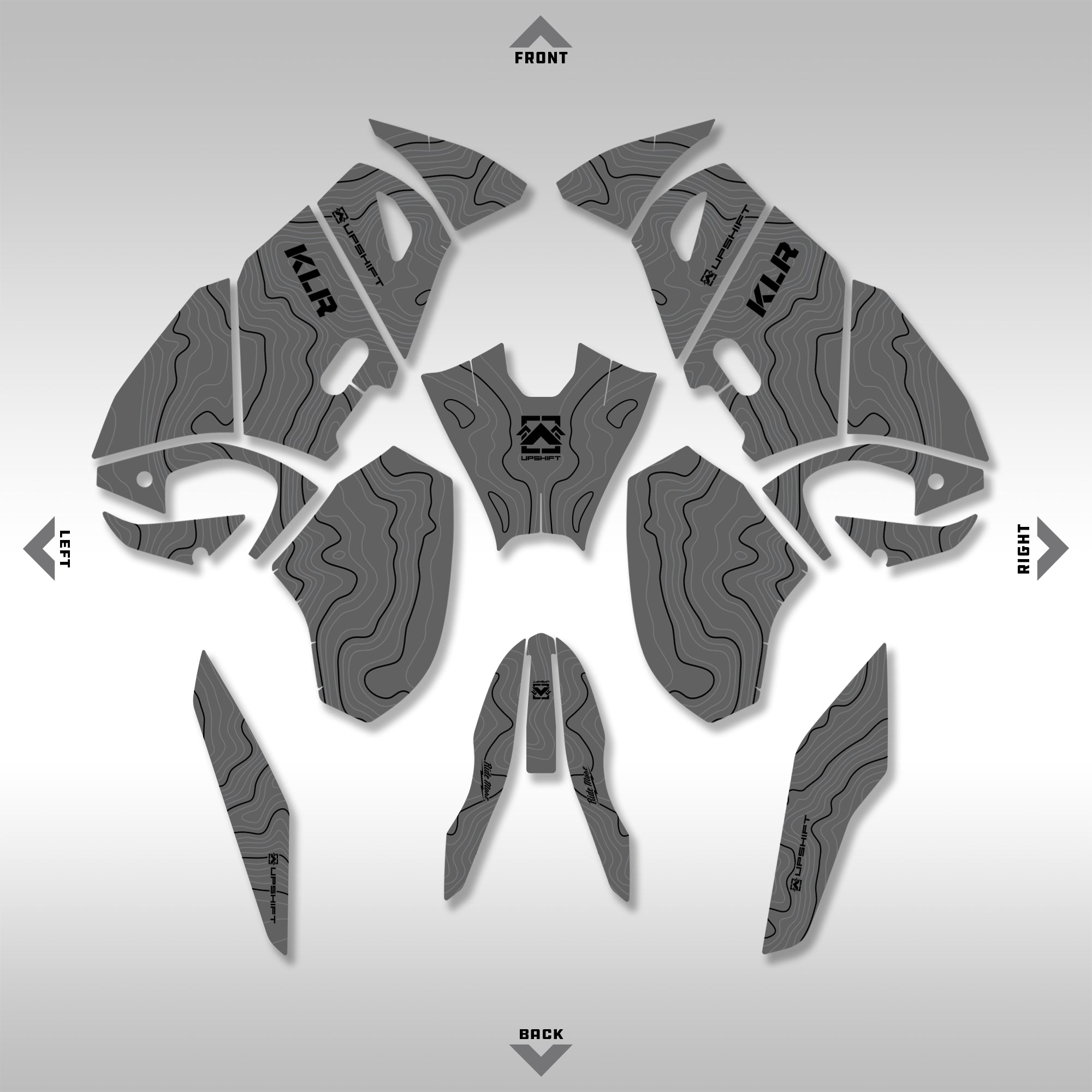 Klr Graphics GRAPHICS KIT - 2022–2025 KAWASAKI KLR650 - GRAY TOPO - Upshift Online Inc.