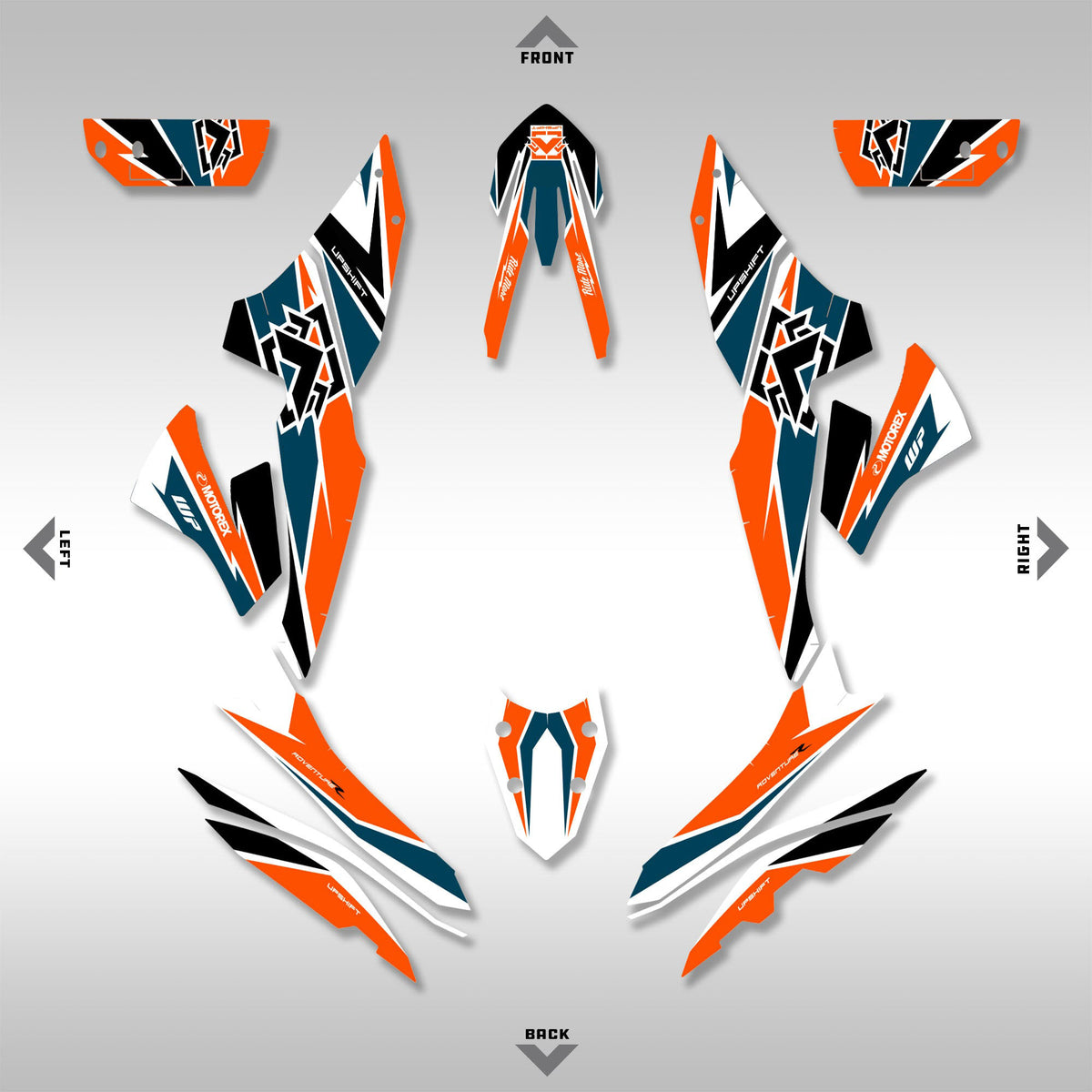 2023 - 2024 890 ADVENTURE - BLUE / ORANGE CRUSH - GRAPHICS KIT