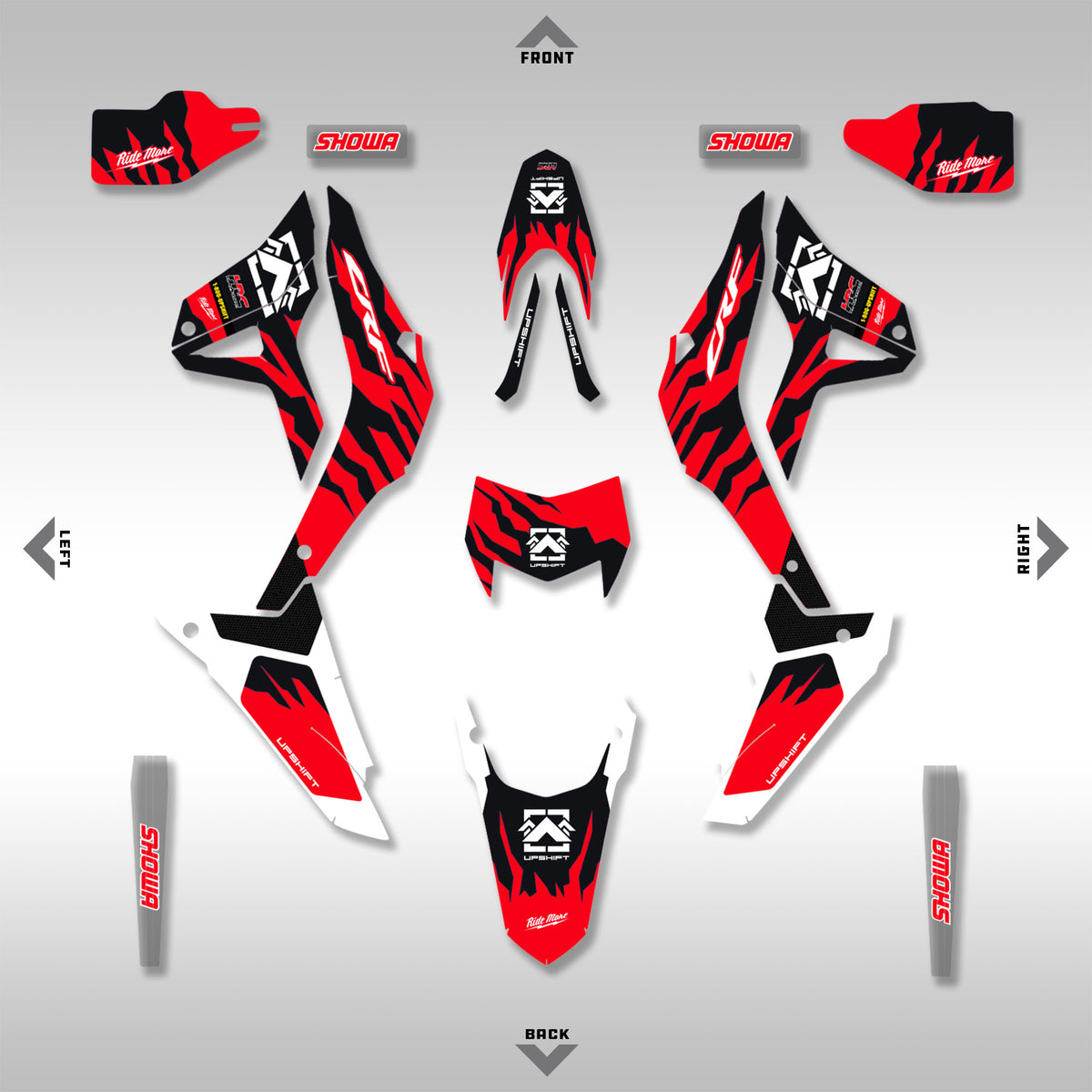 2021 - 2023 HONDA CRF300L - RED / BLACK SLASH - GRAPHICS KIT (Non-Rally)