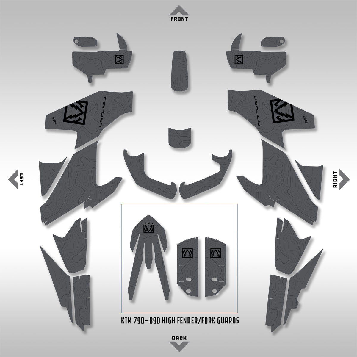 GRAPHICS KIT - 2022–2025 HUSQVARNA NORDEN 901 - GRAY FULL TOPO