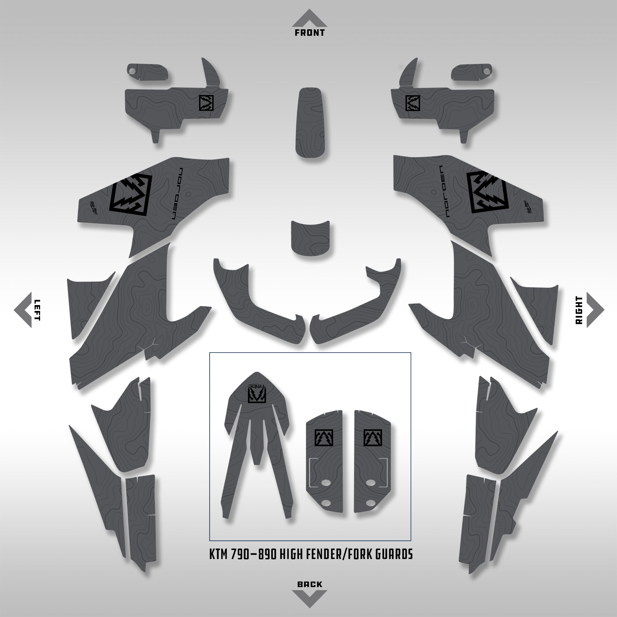 GRAPHICS KIT - 2022–2025 HUSQVARNA NORDEN 901 - GRAY FULL TOPO