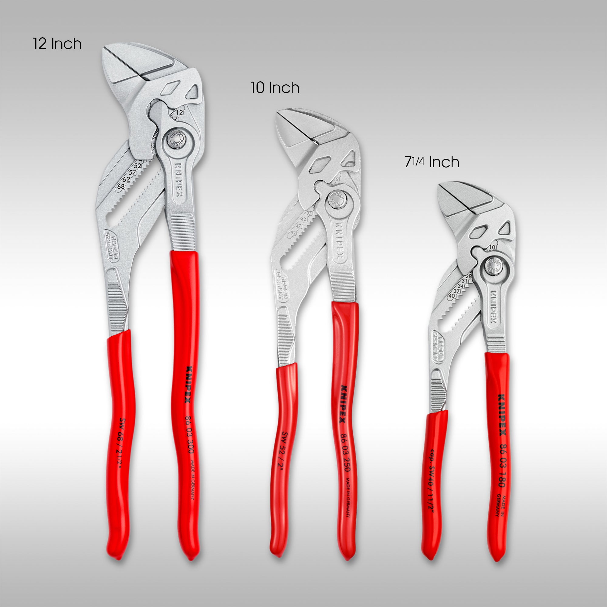 KNIPEX - 3PC PLIERS WRENCH SET - 7 1/4", 10", 12"