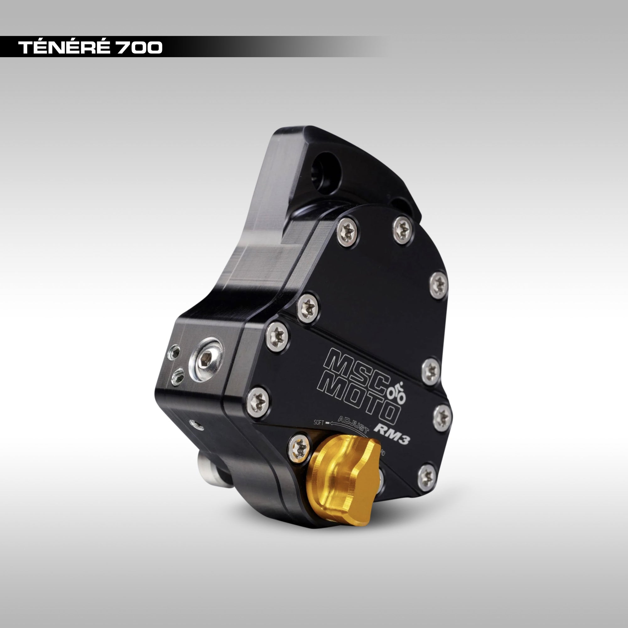 MSC Moto RM3 Steering Damper for the Yamaha Tenere 700. Steering stabilizer kit for the T7.